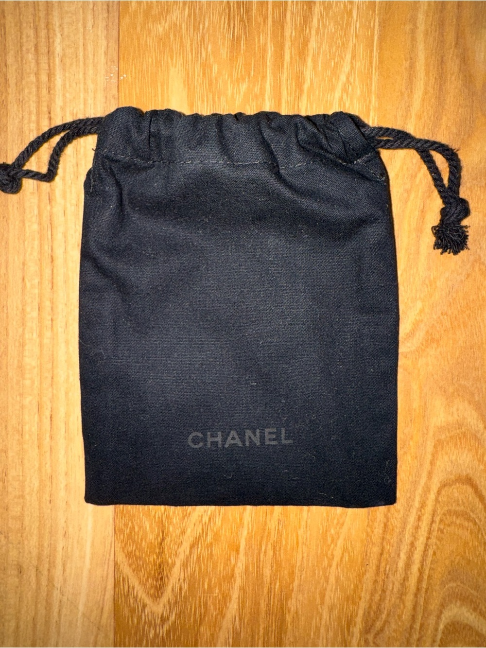CHANEL Black Drawstring Jewelry Accessory Pouch